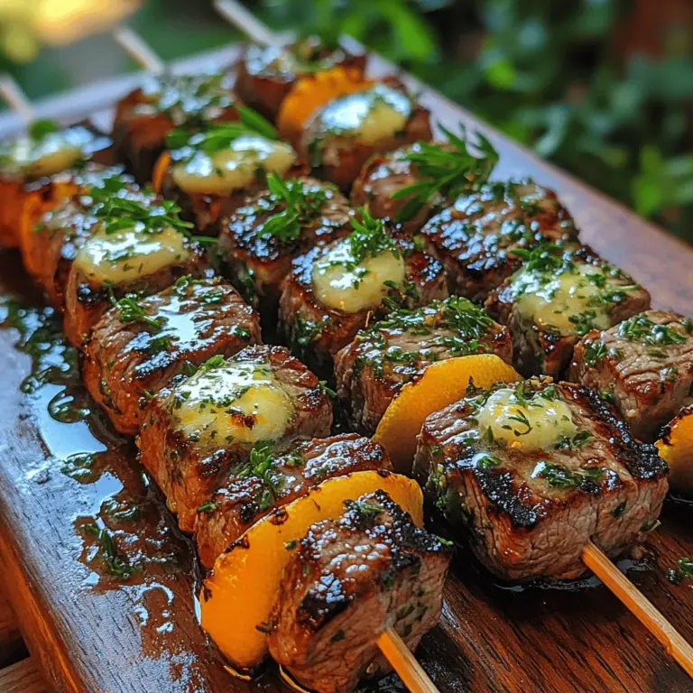 Tender Herb Butter Steak Skewers are more than just a dish; they are a culinary experience that brings together the robust flavors of marinated steak, the freshness of herbs, and the richness of butter. Perfect for summer barbecues, weeknight dinners, or even special occasions, this recipe showcases how simple ingredients can come together to create something truly extraordinary. The skewering method not only makes for an impressive presentation but also allows the flavors to meld beautifully, delivering a burst of taste in every bite.