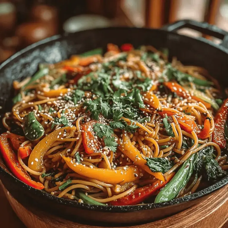 The origins of Sticky Ginger Garlic Noodle Stir Fry can be traced back to the vibrant street food culture of Asia, where quick, flavorful meals are prepared on the go. Street vendors often whip up stir-fried noodles, showcasing a variety of techniques that emphasize the importance of fresh ingredients and bold flavors. This dish draws inspiration from those culinary traditions, marrying the timeless appeal of ginger and garlic with a modern twist.