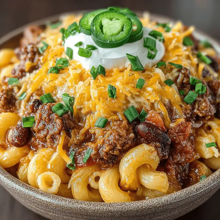 Chili Cheese Macaroni Madness is a delightful twist on the classic comfort food that many of us grew up loving. This dish brings together the creamy satisfaction of macaroni and cheese with the bold, hearty flavors of chili. It's a fusion that offers a perfect balance of warmth and richness, making it an ideal meal for any occasion, whether it's a cozy family dinner or a gathering with friends. The combination of gooey cheese, tender pasta, and savory chili elements creates a dish that is both satisfying and indulgent.
