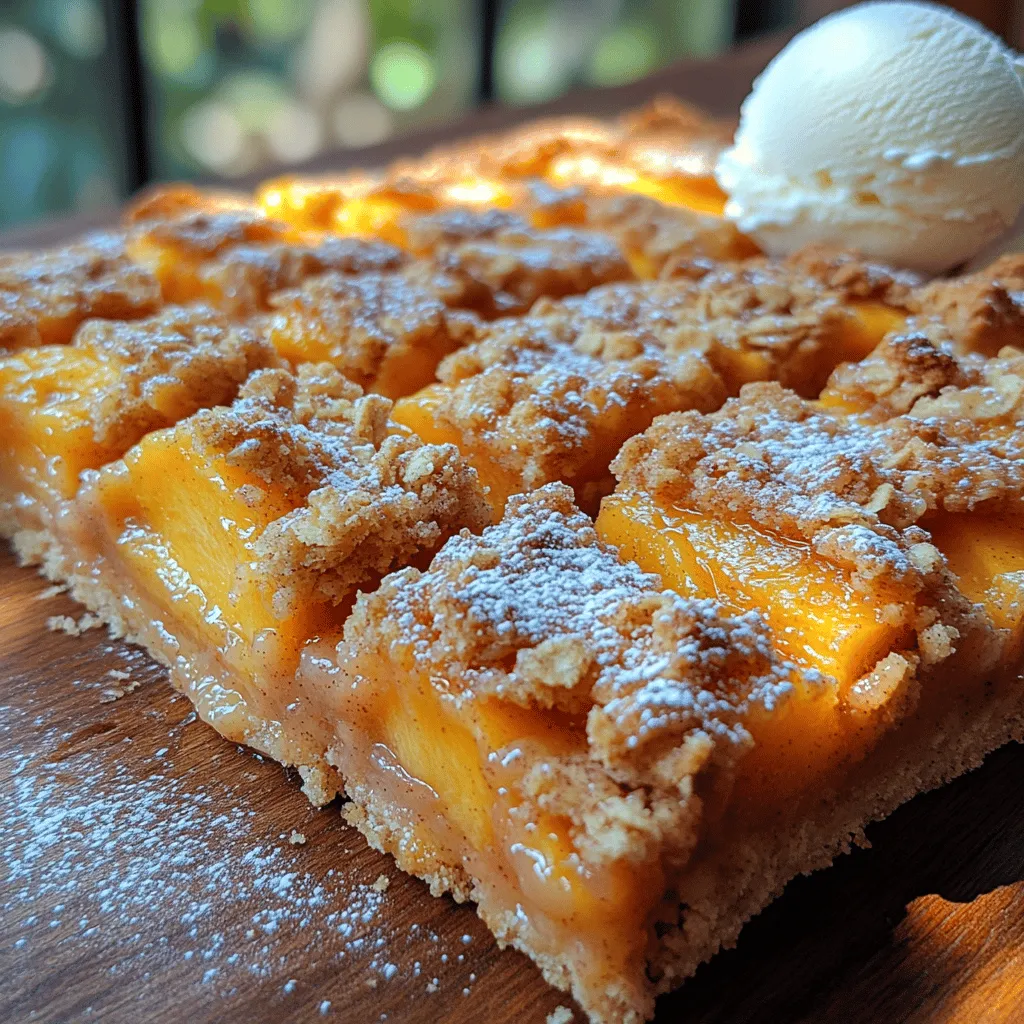 There’s something truly enchanting about homemade desserts that brings warmth and comfort to our lives. Among the myriad of sweet delights, Sweet Peach Crumble Bars stand out as a quintessential treat that captures the essence of summer and nostalgia in every bite. These bars combine the bright, juicy flavors of fresh peaches with a buttery crumble topping, creating a delightful contrast that is both sweet and slightly tart. The crumbly texture and rich flavor make them an irresistible choice for various occasions, from laid-back summer picnics to cozy family gatherings during cooler months.