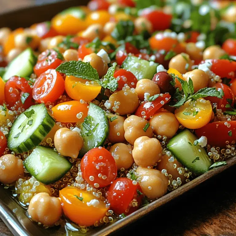 The Mediterranean diet has garnered widespread acclaim for its emphasis on whole foods, fresh ingredients, and healthy fats. Rooted in the traditional eating habits of countries bordering the Mediterranean Sea, this diet is not only delicious but is also linked to numerous health benefits, including improved heart health, enhanced cognitive function, and reduced inflammation. One of the standout dishes that encapsulates the essence of the Mediterranean diet is the Mediterranean Quinoa Chickpea Salad. This vibrant and nutrient-dense salad combines wholesome ingredients that cater to a variety of dietary preferences, making it an excellent choice for anyone looking to incorporate more healthy meals into their routine.