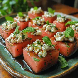 As the warm sun begins to shine and outdoor gatherings fill our calendars, finding the perfect refreshing snack becomes a priority. One delightful option that stands out is the Watermelon Feta Bites. This vibrant dish combines the sweet juiciness of fresh watermelon with the creamy saltiness of feta cheese, creating a symphony of flavors that is not only delicious but also visually appealing. Whether you're hosting a summer barbecue, attending a picnic, or simply looking for a healthy treat, these bites are sure to impress your guests and leave a lasting impression.