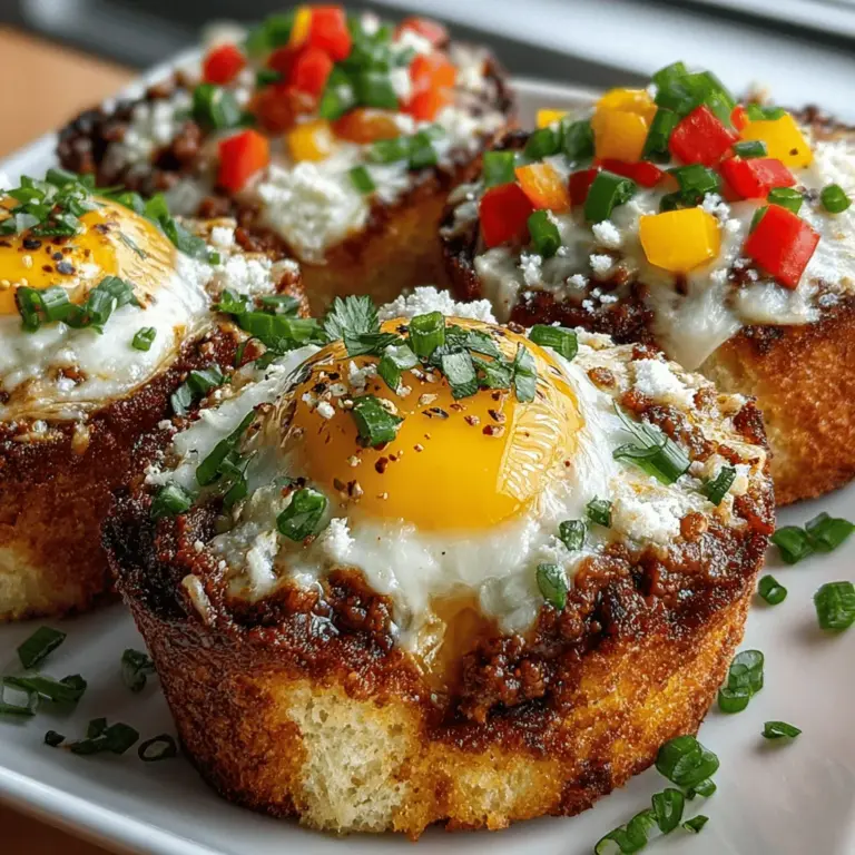 Chili Cheese Egg Toast Cups are a delightful culinary creation that brings together the best of breakfast in a single, portable package. Imagine a crispy bread cup filled with a savory mixture of eggs, rich cheddar cheese, and hearty chili, all baked to perfection. This recipe not only tantalizes your taste buds but also offers a unique twist on traditional breakfast fare. Ideal for busy mornings or casual brunch gatherings, these toast cups are as versatile as they are delicious. Whether you're looking to impress guests or simply enjoy a comforting meal at home, Chili Cheese Egg Toast Cups provide a satisfying solution that is sure to please everyone at the table.