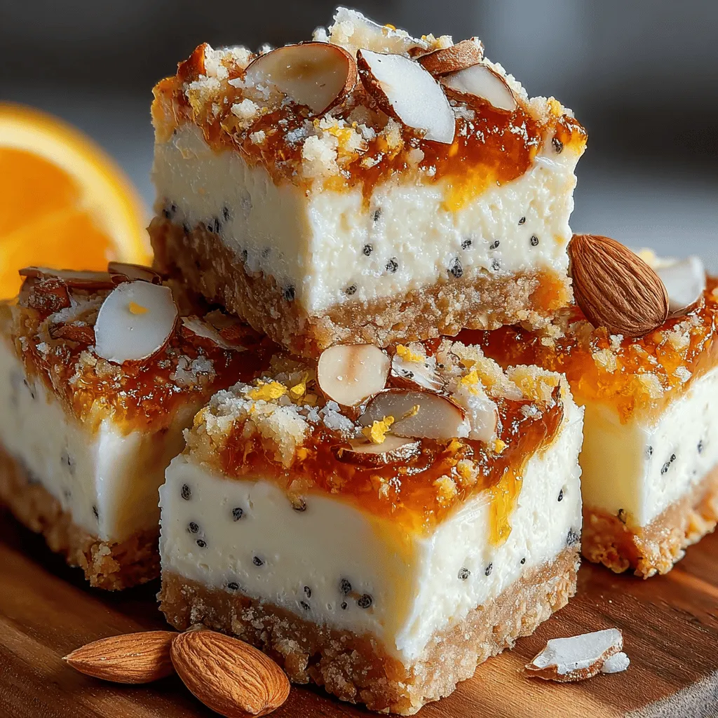Frozen Yogurt Almond Poppyseed Bars are a deliciously refreshing treat that combines wholesome ingredients to create a satisfying snack suitable for any season. With the creamy texture of Greek yogurt, the nutty richness of almond butter, and the delightful crunch of poppy seeds and sliced almonds, these bars strike the perfect balance between indulgence and nutrition. They are not only easy to make but also serve as a healthy alternative to many store-bought snacks that are often laden with sugars and artificial additives. Whether you're looking for a post-workout recharge or a midday pick-me-up, these frozen yogurt bars are sure to meet your cravings while aligning with your health goals.