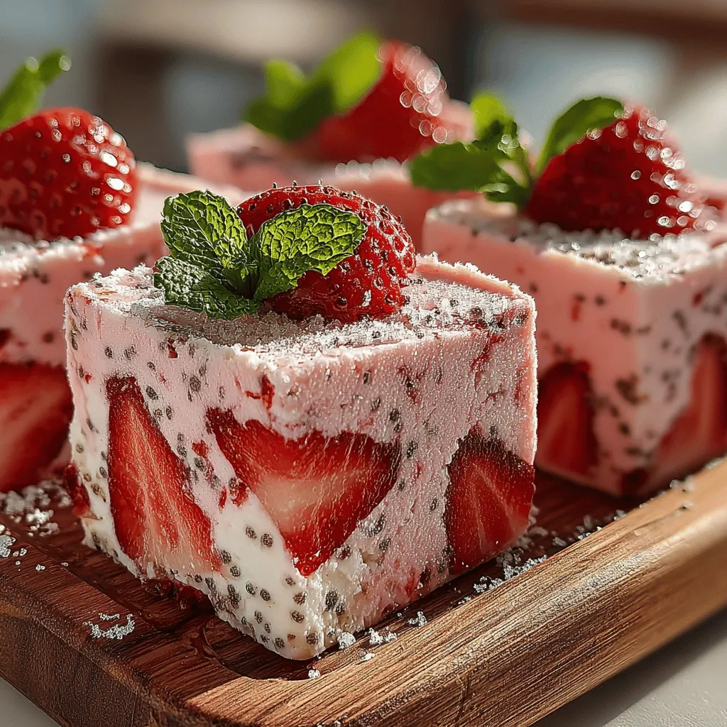 As the warm days of summer approach, the craving for sweet, refreshing treats often takes center stage. One delicious way to satisfy this desire is with our Fruity Delight: Frozen Strawberry Chia Yogurt Squares. This delightful dessert combines the natural sweetness of strawberries, the nutritional powerhouse of chia seeds, and the creamy texture of yogurt, creating a guilt-free indulgence that everyone can enjoy. Whether you're looking for a quick snack to cool off on a hot day, a healthy dessert for family gatherings, or simply a satisfying way to round off a meal, these frozen yogurt squares are the perfect solution.