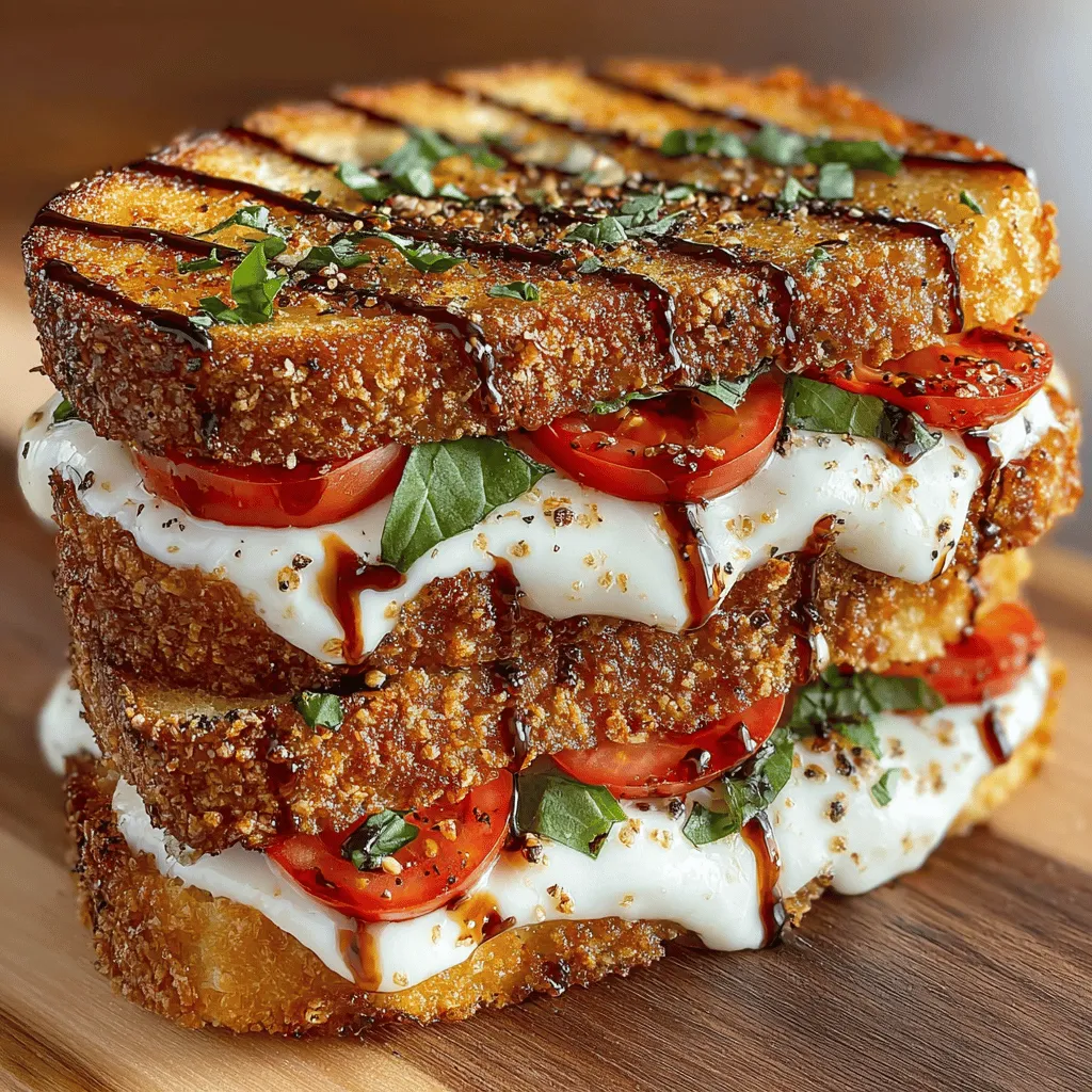 The Grilled Balsamic Sandwich Melt is more than just a meal; it's an experience that brings together a delightful fusion of flavors. This sandwich artfully combines the creamy richness of fresh mozzarella, the vibrant juiciness of ripe tomatoes, and the aromatic freshness of basil, all beautifully elevated by a drizzle of tangy balsamic glaze. The result is a dish that exemplifies how simple, high-quality ingredients can create something truly extraordinary.