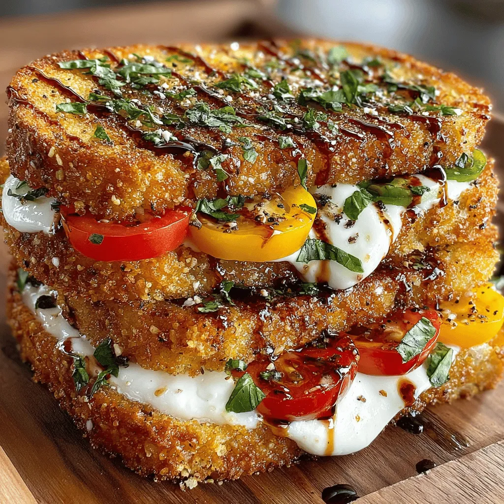 The Grilled Balsamic Sandwich Melt is more than just a meal; it's an experience that brings together a delightful fusion of flavors. This sandwich artfully combines the creamy richness of fresh mozzarella, the vibrant juiciness of ripe tomatoes, and the aromatic freshness of basil, all beautifully elevated by a drizzle of tangy balsamic glaze. The result is a dish that exemplifies how simple, high-quality ingredients can create something truly extraordinary.