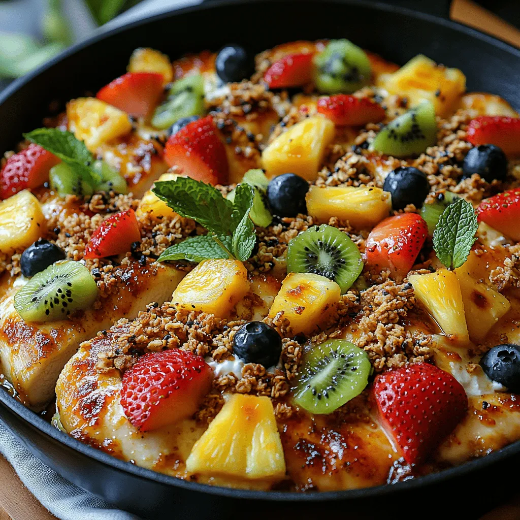 If you're looking for a dish that combines savory and sweet in a delightful way, the Tropical Delight Fruit Pizza Chicken Skillet is a perfect choice. This innovative recipe marries tender chicken with a vibrant array of fresh fruits, creating a colorful, flavorful meal that is sure to impress. Ideal for family gatherings or casual get-togethers, this dish not only showcases a stunning presentation but also offers ease of preparation, making it a go-to option for busy cooks who want to impress.