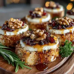 When it comes to culinary delights, few appetizers can rival the charm and sophistication of Mini Baked Brie Stuffed Baguette Slices. This sumptuous treat offers a perfect blend of creamy, rich Brie cheese, complemented by the sweet notes of honey and the delightful crunch of walnuts. It’s an appetizer that not only pleases the palate but also brings a touch of elegance to any gathering, whether it’s a festive holiday celebration, an intimate dinner party, or a cozy night at home.