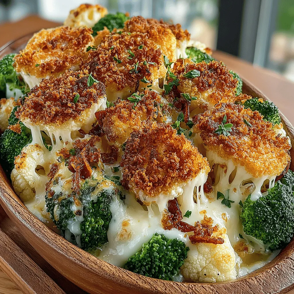 Greasing your baking dish is a crucial step that prevents the Cheesy Cauliflower Broccoli Bake from sticking to the bottom. Use a generous amount of cooking spray or a light layer of melted butter to coat the dish. This simple action ensures that your beautifully baked dish slides out effortlessly when serving, maintaining its shape and presentation. Additionally, a greased dish helps the edges of the bake brown nicely, contributing to that delightful texture contrast between the creamy interior and the crispy top.