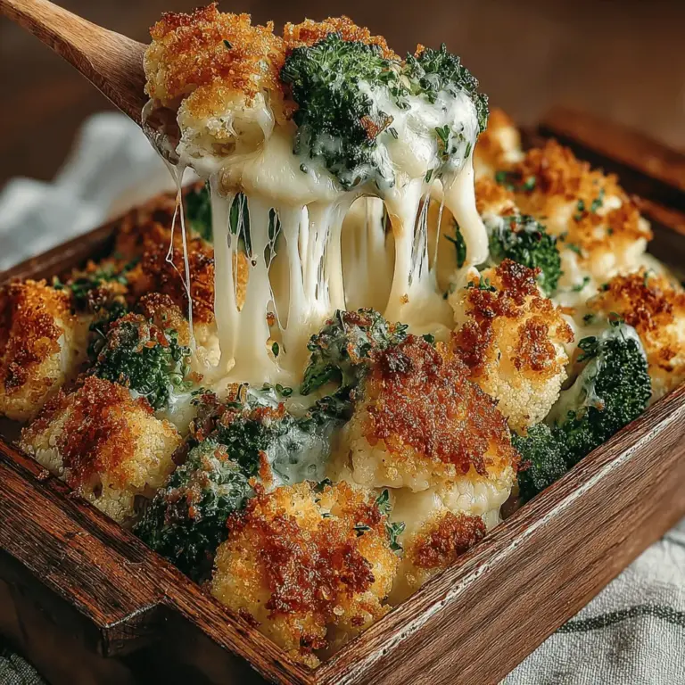 Greasing your baking dish is a crucial step that prevents the Cheesy Cauliflower Broccoli Bake from sticking to the bottom. Use a generous amount of cooking spray or a light layer of melted butter to coat the dish. This simple action ensures that your beautifully baked dish slides out effortlessly when serving, maintaining its shape and presentation. Additionally, a greased dish helps the edges of the bake brown nicely, contributing to that delightful texture contrast between the creamy interior and the crispy top.