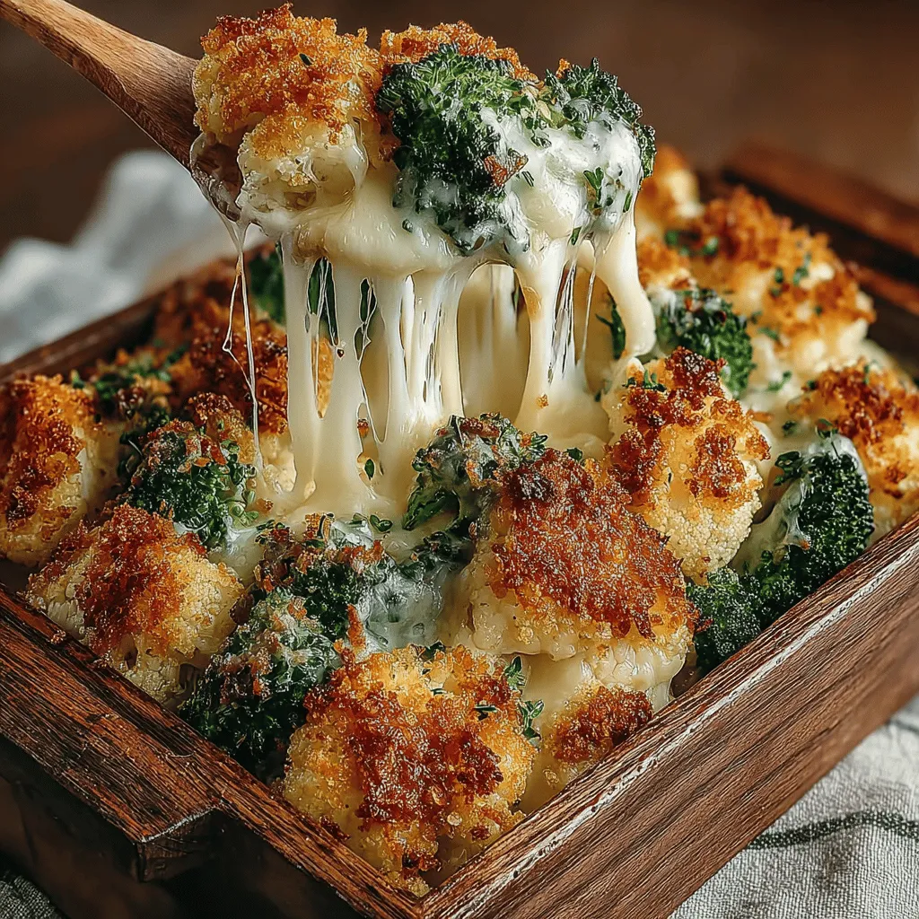 Greasing your baking dish is a crucial step that prevents the Cheesy Cauliflower Broccoli Bake from sticking to the bottom. Use a generous amount of cooking spray or a light layer of melted butter to coat the dish. This simple action ensures that your beautifully baked dish slides out effortlessly when serving, maintaining its shape and presentation. Additionally, a greased dish helps the edges of the bake brown nicely, contributing to that delightful texture contrast between the creamy interior and the crispy top.