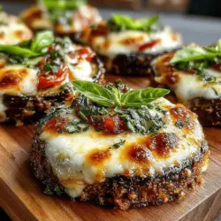 Mini Eggplant Mozzarella Melts are a delightful fusion of comfort food and health-conscious eating, making them an ideal appetizer or snack for any occasion. Their bite-sized form packs a punch of flavor while remaining light and satisfying, perfect for entertaining guests or enjoying a quiet night at home. This recipe showcases eggplants in a way that highlights their unique texture and ability to absorb flavors, resulting in a dish that is both delicious and nutritious.