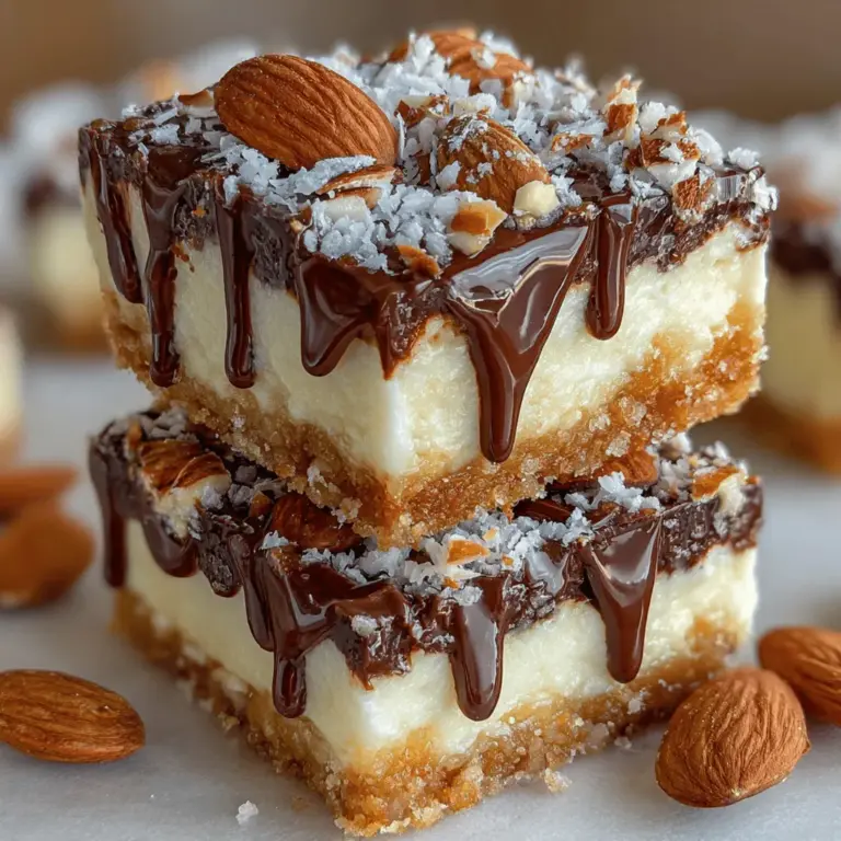 Decorating your Frozen Yogurt Almond Joy Slices can elevate their visual appeal and add an extra layer of flavor. Here are some creative drizzling techniques to consider: