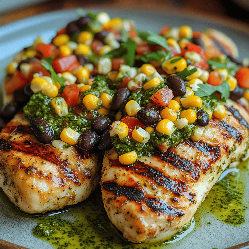 If you're looking to elevate your weeknight dinners or impress guests at your next gathering, Pesto Chicken with Corn & Bean Salsa is a recipe that promises both flavor and visual appeal. This dish combines succulent chicken marinated in aromatic pesto with a vibrant corn and bean salsa, creating a colorful plate that is as delicious as it is nutritious. The fresh ingredients not only enhance the taste but also contribute to a wholesome meal that is perfect for any occasion.